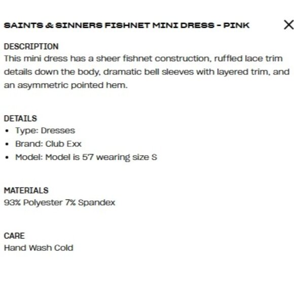 NWT Club Exx Pastel Pink Fishnet Ruffled Lace Bell Sleeve Fairycore Mini Dress - Picture 5 of 10